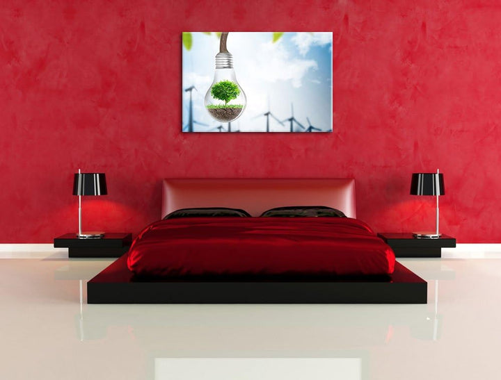 Pixxprint Light Bulb Energy Concept als Leinwandbild/Grösse: 100x70 cm/Wandbild/Kunstdruck/fertig be