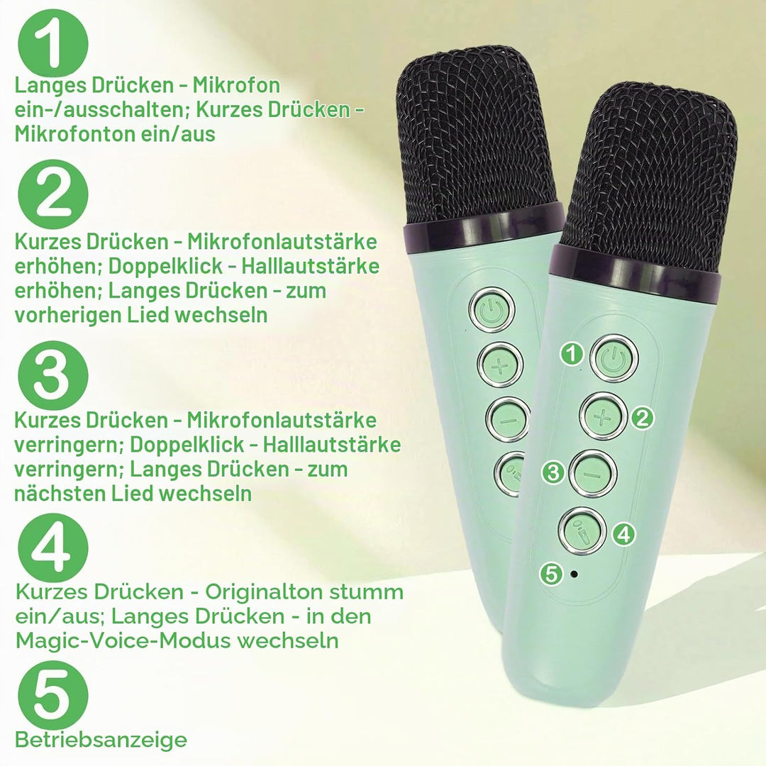 Karaoke Maschine Kind mit 2 Mikrofonen, Tragbarer Mikrofon, Mini Micro mit Stimmeffekten für Kind un