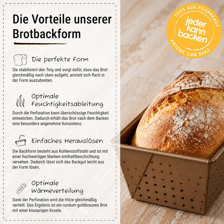 Birkmann, Laib &amp; Seele, perforierte Brotbackform, 30 cm, Backform für kleine Brote, aus bronzefarben