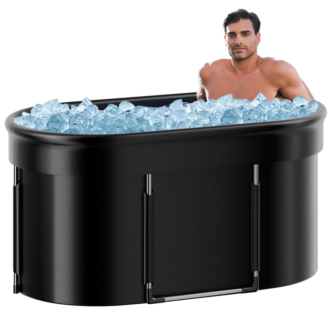 Premium 120 cm ovales Eisbad, Mobile Faltbare Badewanne, Eisbad-Kaltwasserbad für die Erholung im Fr