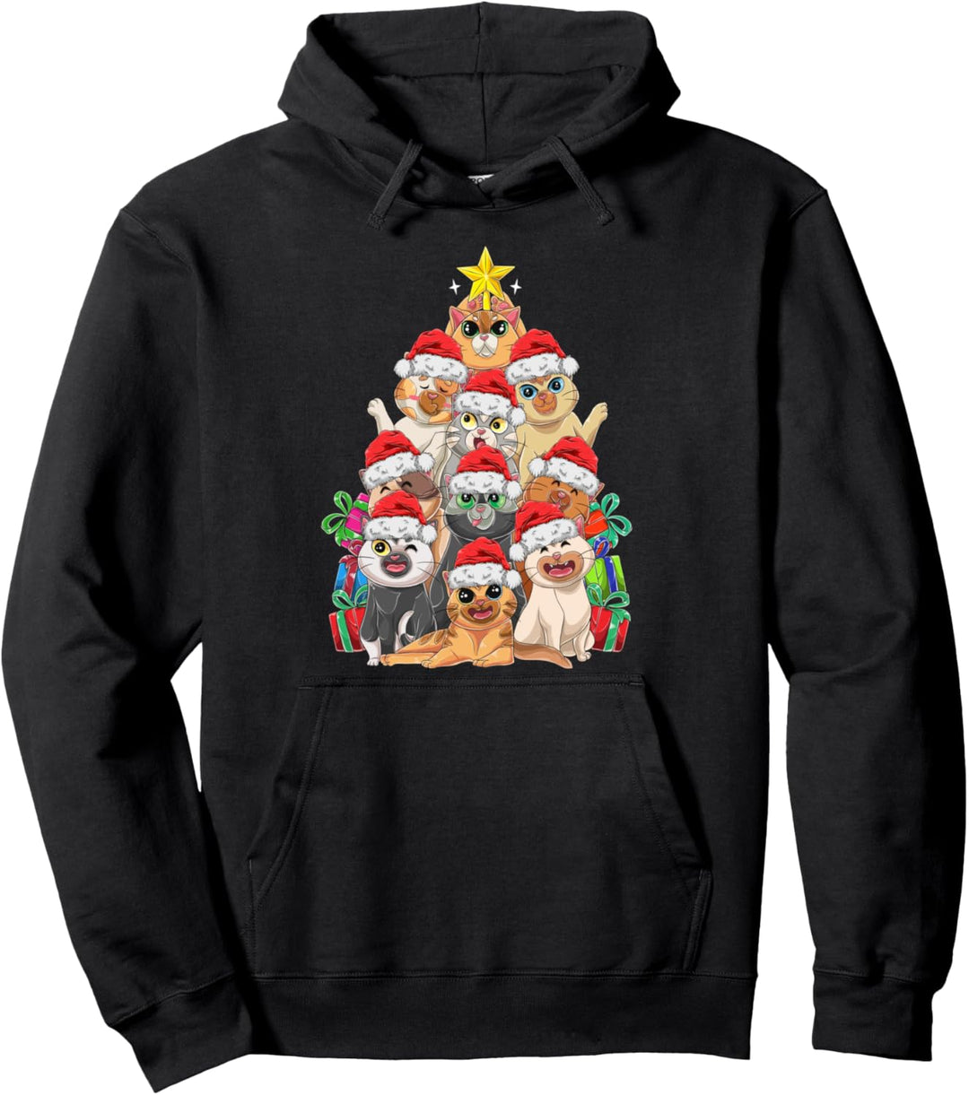 Lustiger Katzen Weihnachtsbaum Weihnachten Geschenk Katze Pullover Hoodie