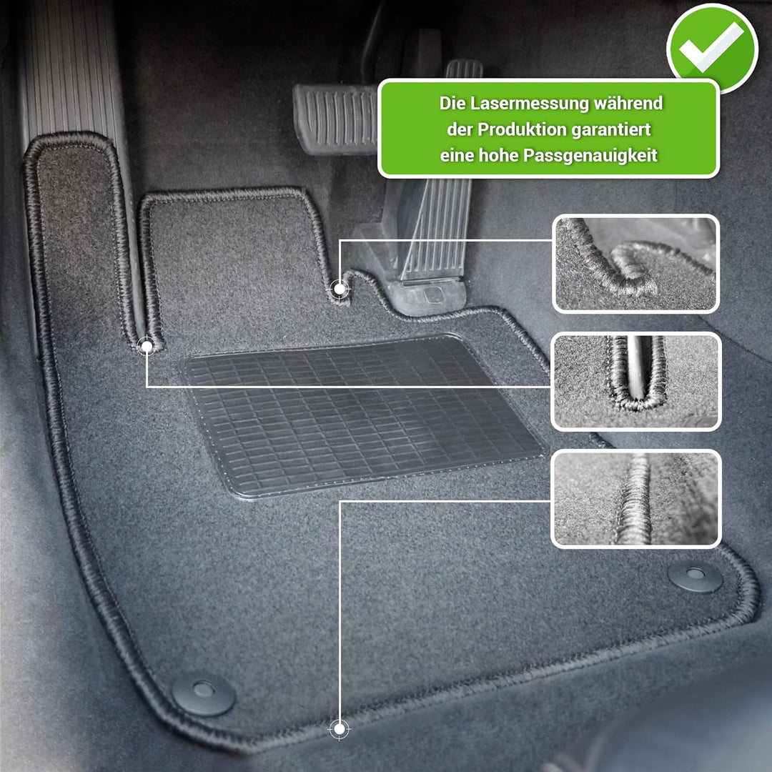 moto-MOLTICO Fussmatten Auto Velours Autoteppiche Schwarz Automatten Set 4-teilig passend für Ford C