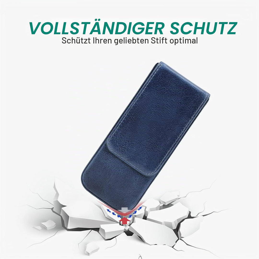 Hiram Leder-Füllhalteretui, Leder-Füllhalterbox für 3 Stifte mit Verstecktem Magnetischem Schnappver