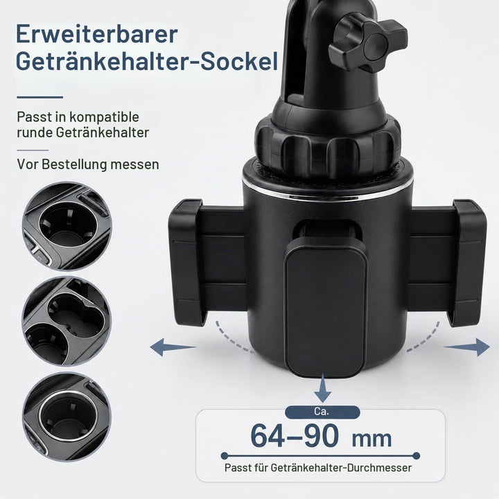 Handyhalterung Auto Getränkehalter, 360° KFZ Halter mit Langarm, 4–7 Zoll
