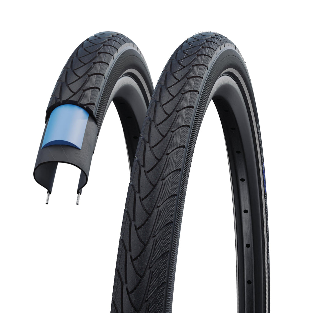 Schwalbe - Marathon Plus Reflex – Trekkingreifen mit Reflexstreifen für Fahrräder. 28 x 1.1 Zoll, 28