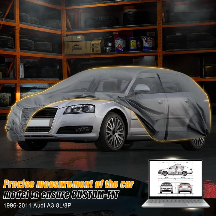 Autoabdeckung Wasserdicht für 1996-2011 Audi A3 8L/8P, Vollgarage Autoplane Auto Abdeckplane Winter