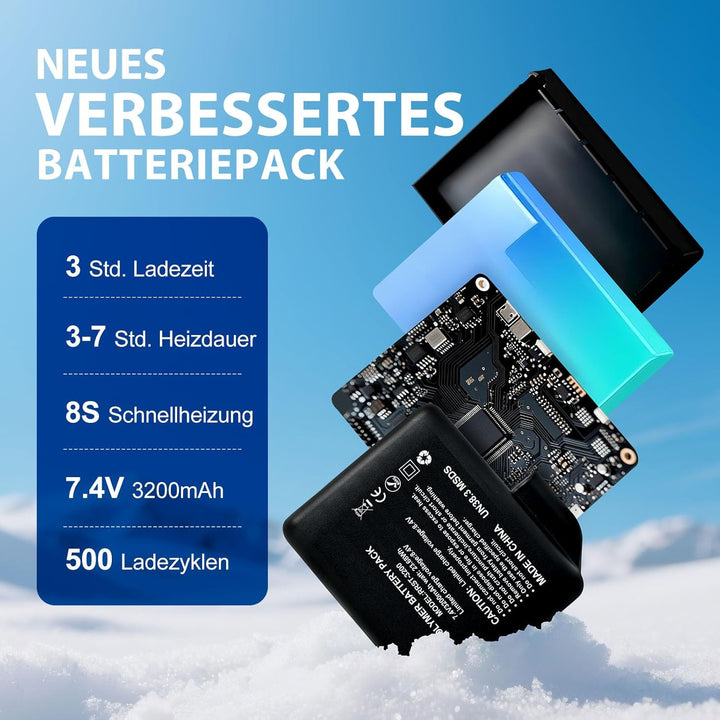 Beheizte Handschuhe für Männer oder Frauen, 7,4V 3200mAh Elektrische Batterie, Selbstheizende Handsc