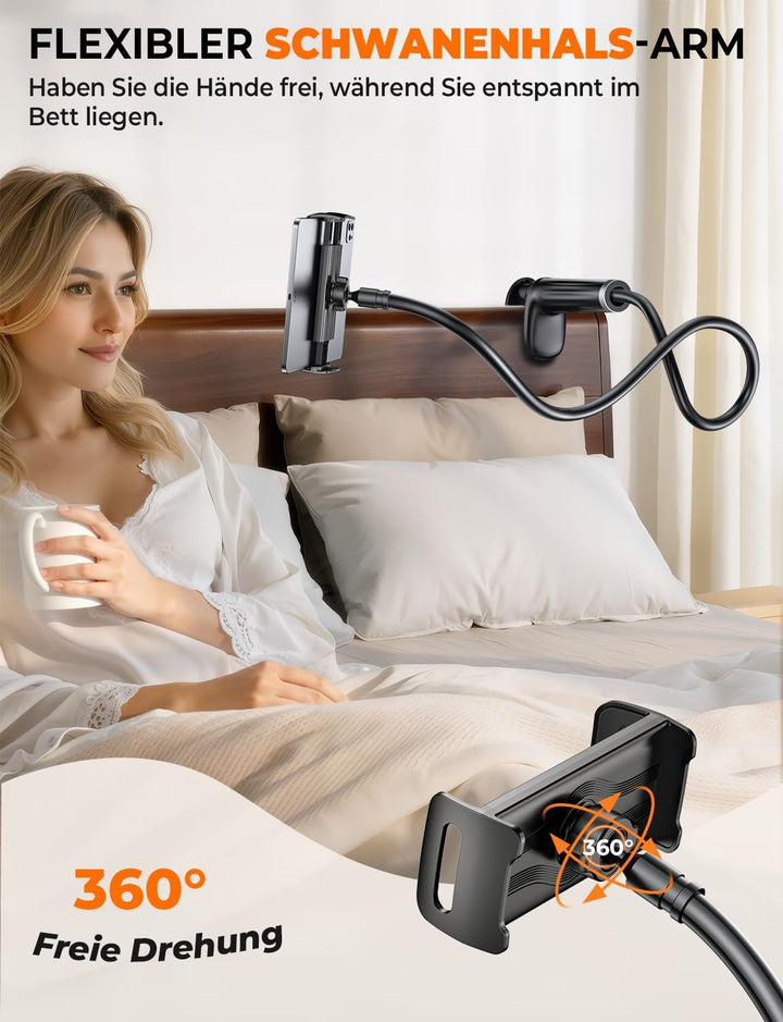Schwanenhals Tablet & Kindle halterung Bett: 360° Sockel mit Flexibler Lang Arm Ständer eReader Hand