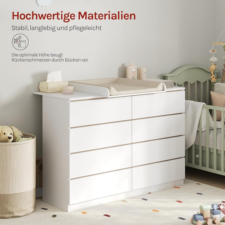 WOLTU Wickelaufsatz, Wickeltischaufsatz universal für Kommode (Tiefe: 47-50 cm), mit Schutzrand, aus