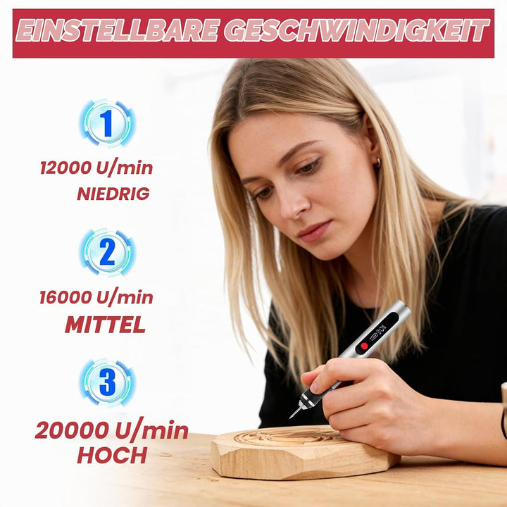 Flintronic Gravierstift, Kabelloser Elektrischer Gravierstift mit 30 Bits, Mini Gravierwerkzeug 3-Ga
