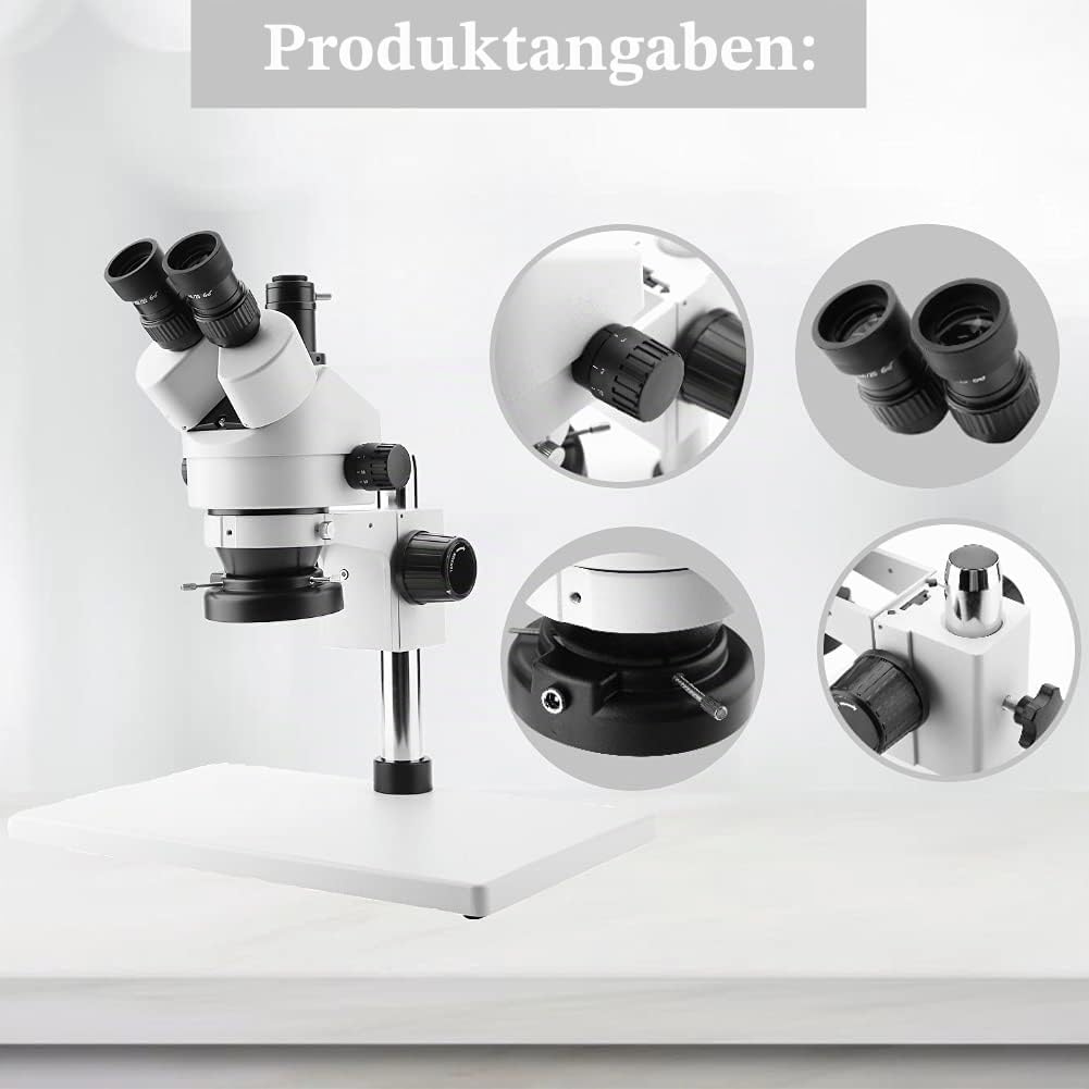 3,5X-90X Trinokular-Stereo-Zoom-Mikroskop Einstellbarer Tri-Vision-Arbeitsabstand von 30 bis 165 mm
