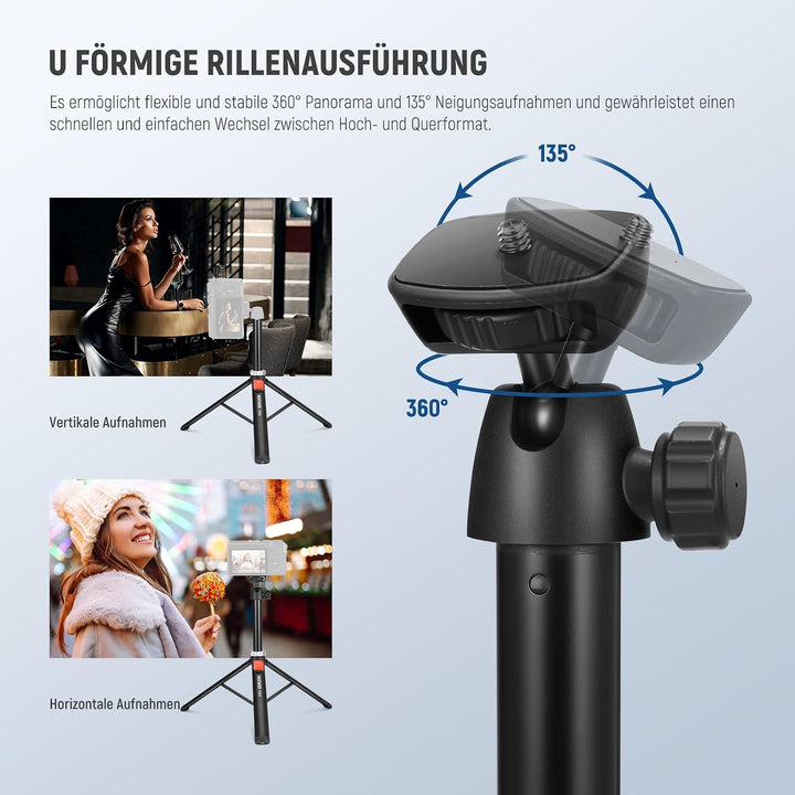 NEEWER Handystativ für Telefon und Kamera mit Fernbedienung, 160cm Metall Selfie Stick Reise Vlog St