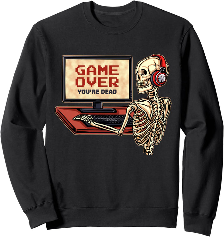Skelett Gamer Mit Kopfhörer Game Over Du Bist Tot Sweatshirt