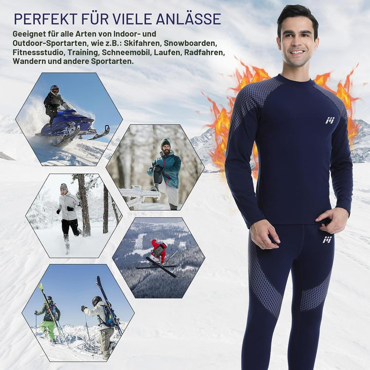 MEETWEE Thermounterwäsche Herren, Funktionsunterwäsche Winter Skiunterwäsche Suit Atmungsaktiv Therm