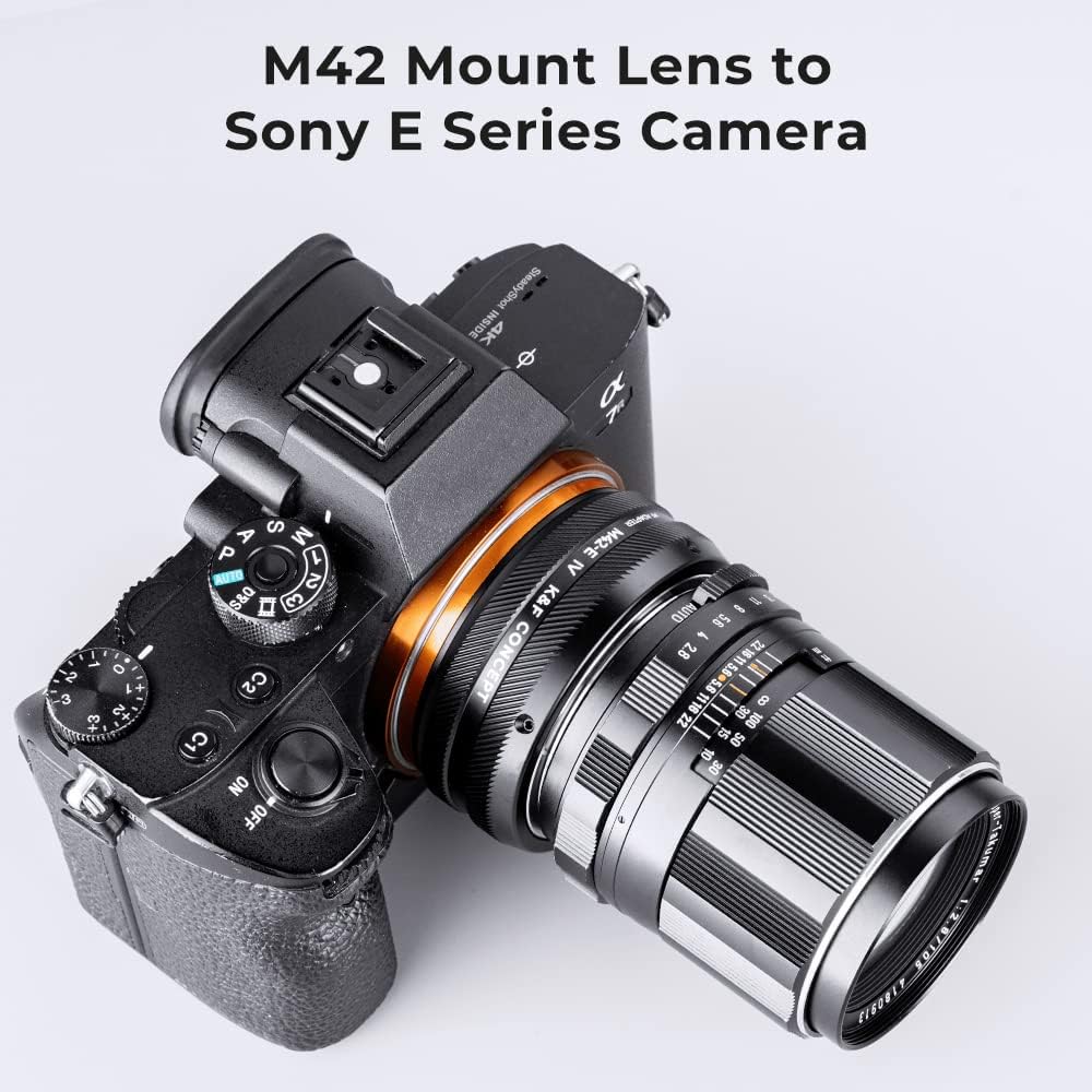 K&F Concept Lens Mount Adapter M42-NEX IV Manueller Fokus Kompatibel mit M42 Objektiv und Sony E Mou