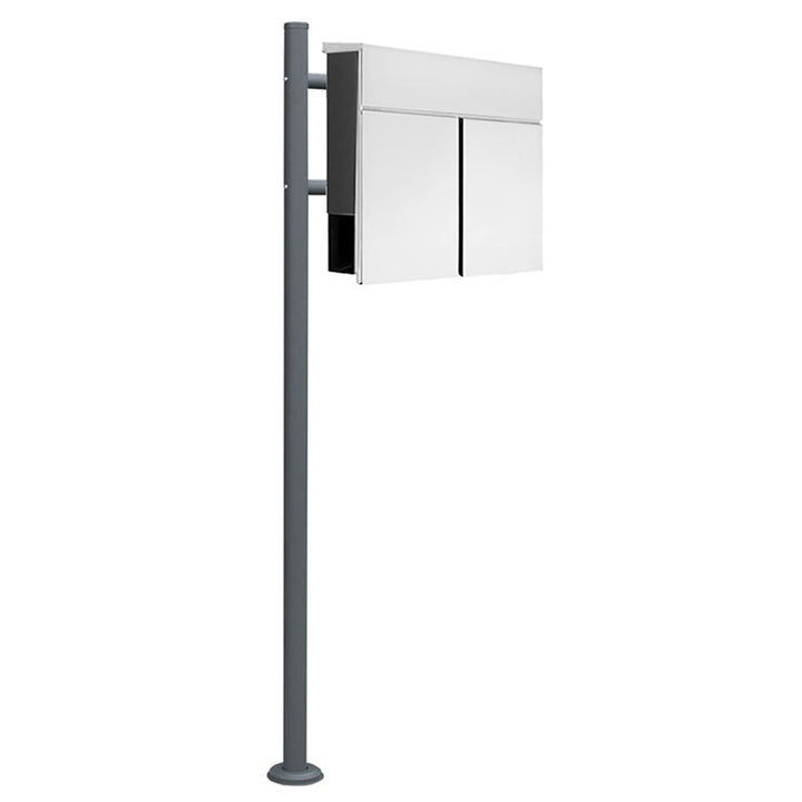 Edelstahl Briefkasten Set Standbriefkasten Ständer Zeitungsrolle Freistehend Zweifarbig Anthrazit V2