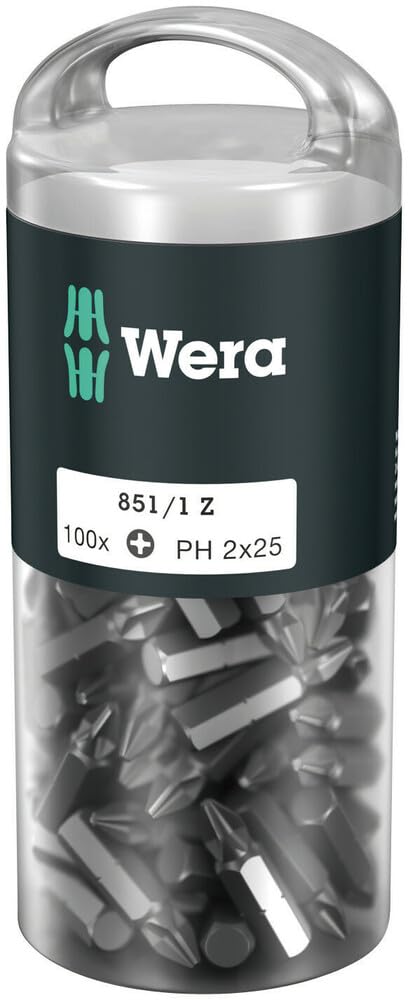 Wera 05072441001 851/1 Z DIY, Phillips Bits, PH 2 x 25 mm, 100-teilig, PH 2