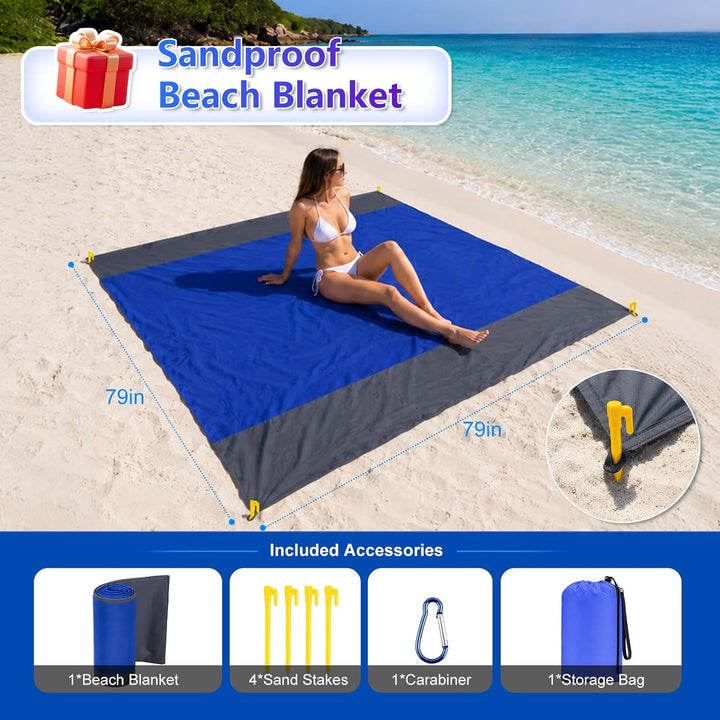 Strandzelt mit Strandmatte, LSF 50+ Hochschutz, 3x3x2m, inkl. Sandanker, Alu-Stangen &amp; Tragetasche,