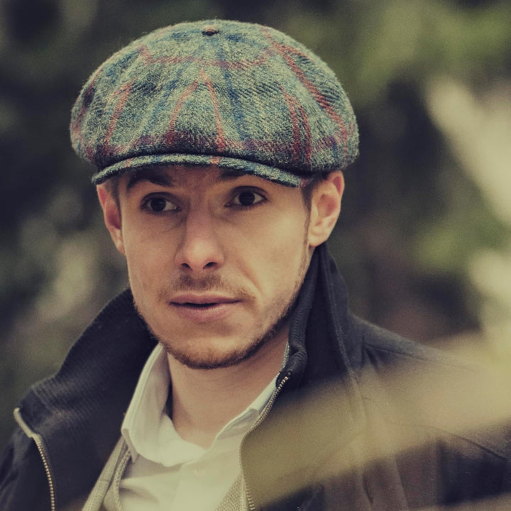 Sterkowski Shelby Mütze | Tweed Schiebermütze für Herren | Warm Elegant 100% Wolle Zeitungsjunge Kap