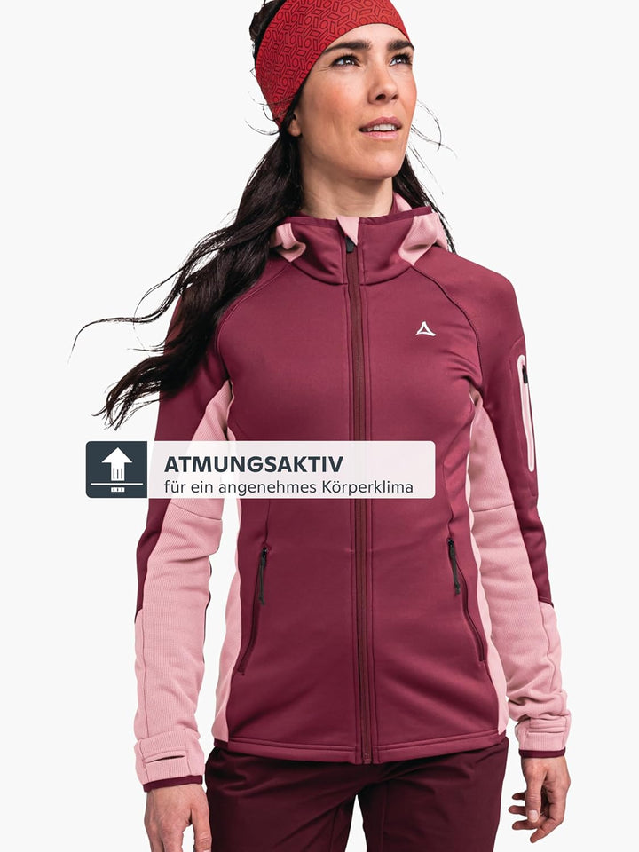 Schöffel Damen Fleece Hoody Lodron L atmungsaktiver Fleece Pullover mit hoher Bewegungsfreiheit, fun