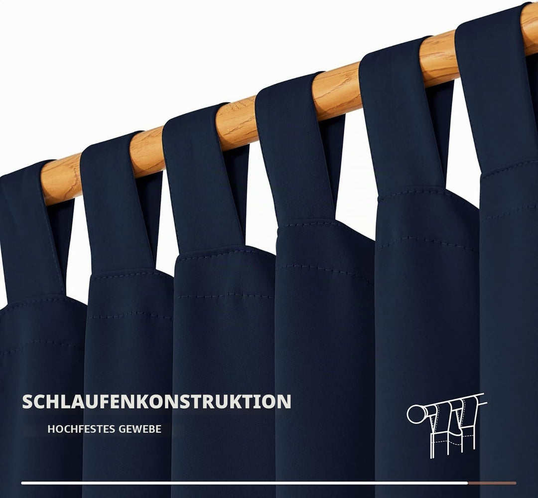 Deconovo Blickdichter Vorhang mit Schlaufen Verdunkelung Dicke Gardinen Wohnzimmer Thermogardinen ge