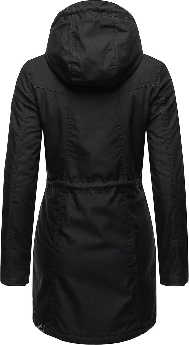 Ragwear Damen Mantel Lange warme Winterjacke mit Teddyfell-Kapuze Elsie Intl XS-5XL S Black22, S Bla