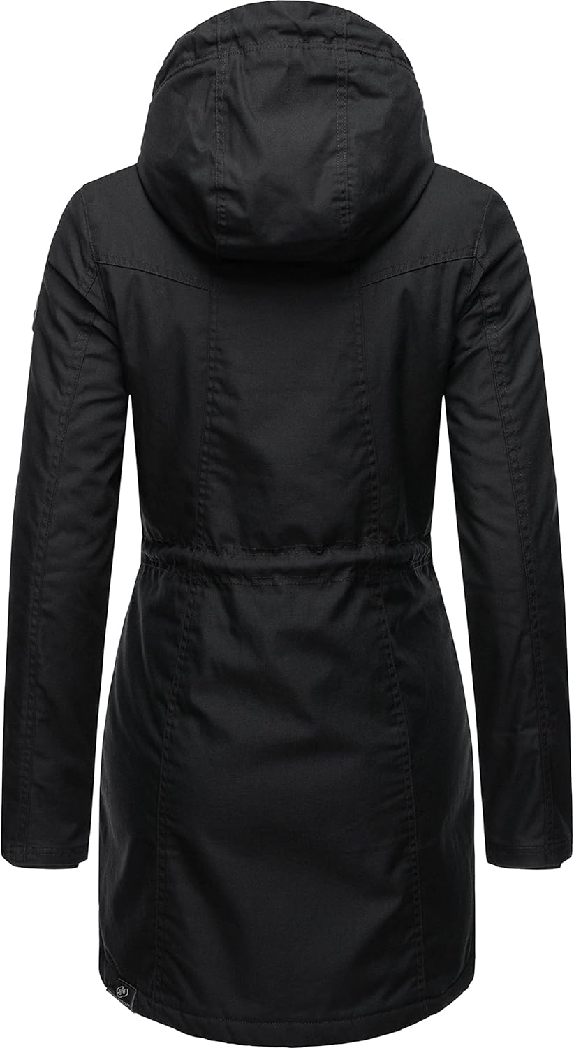 Ragwear Warmer Damen Winterparka lang mit Teddyfell-Kapuze Elsie XS-5XL XS Black22, XS Black22