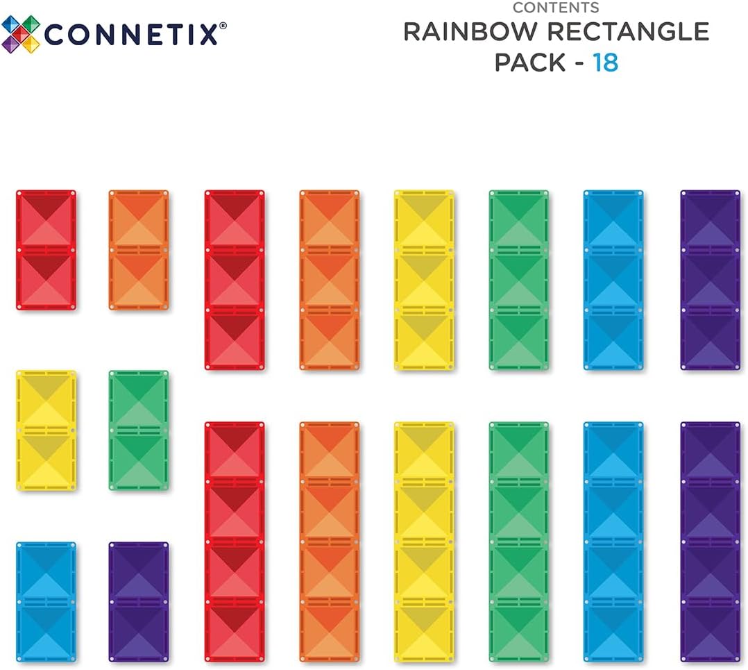 CONNETIX Magnetische Fliesen Regenbogen Rechteck Packen, 18 Stück