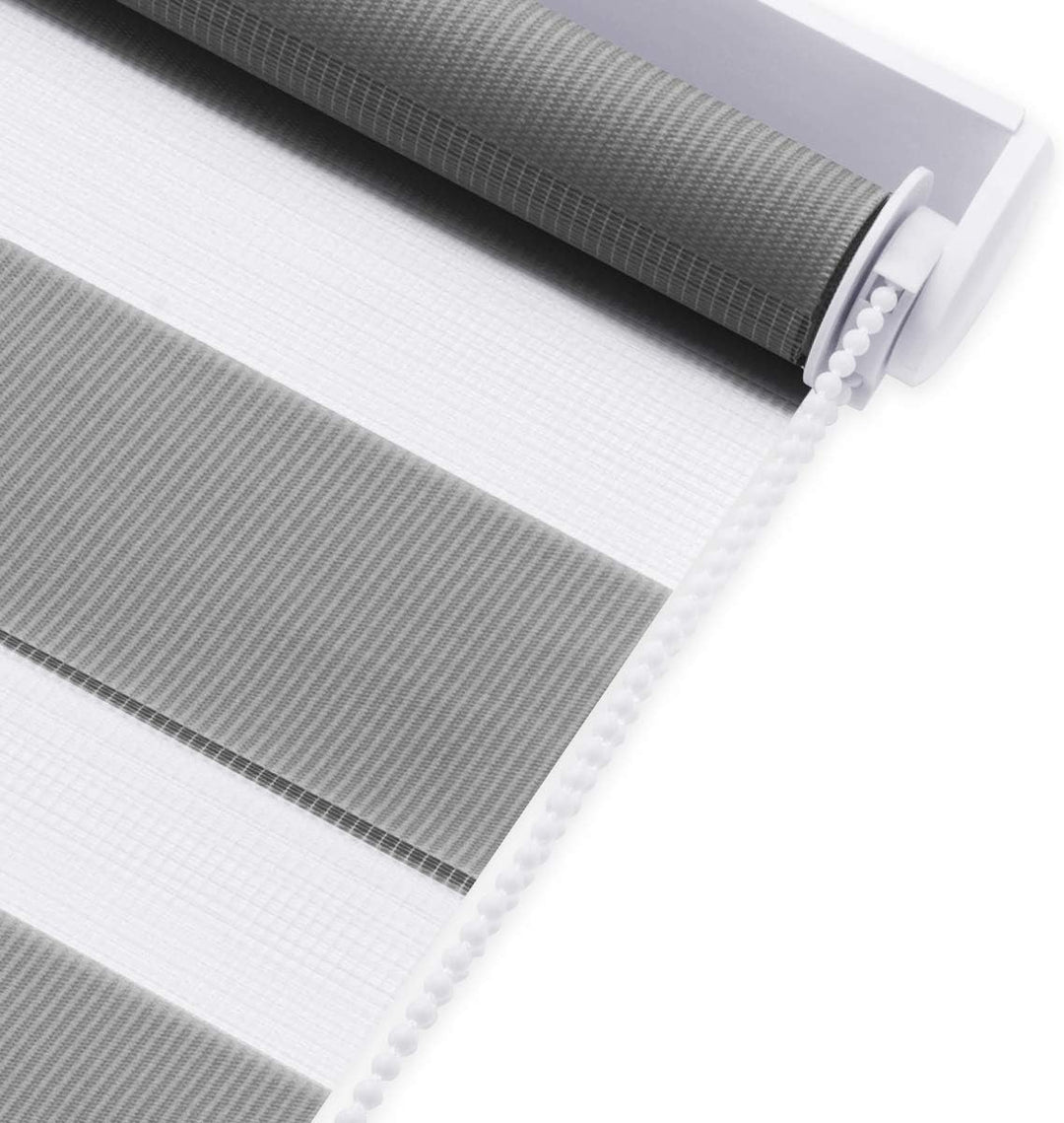 Deswell Doppelrollo Klemmfix ohne Bohren Anthrazit B40 x H120 cm (Stoffbreite 36cm) Rollos für Fenst