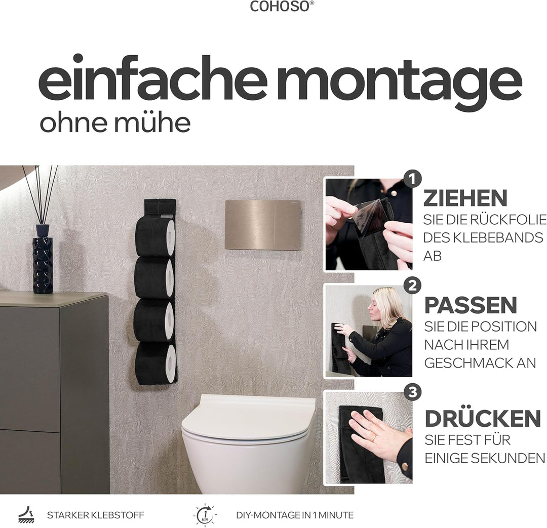 COHOSO® Toilettenpapier Aufbewahrung für Wand, Klopapier Aufbewahrung, Ersatzrollenhalter für Toilet