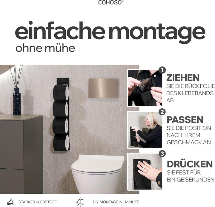 COHOSO® Toilettenpapier Aufbewahrung für Wand, Klopapier Aufbewahrung, Ersatzrollenhalter für Toilet