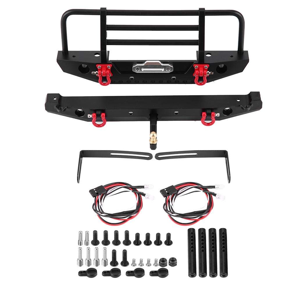 Dilwe RC Auto Stossstange, Metall Front/Heckstossstange mit LED-Leuchten für Traxxas Trx-4 für SCX10