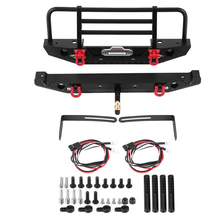 Dilwe RC Auto Stossstange, Metall Front/Heckstossstange mit LED-Leuchten für Traxxas Trx-4 für SCX10