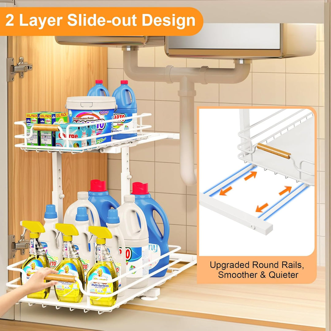 JYPS Schrank Organizer Küche, 2 Etagen Metall Spülschrank Organizer Unter Waschbecken Regal, Höhenve