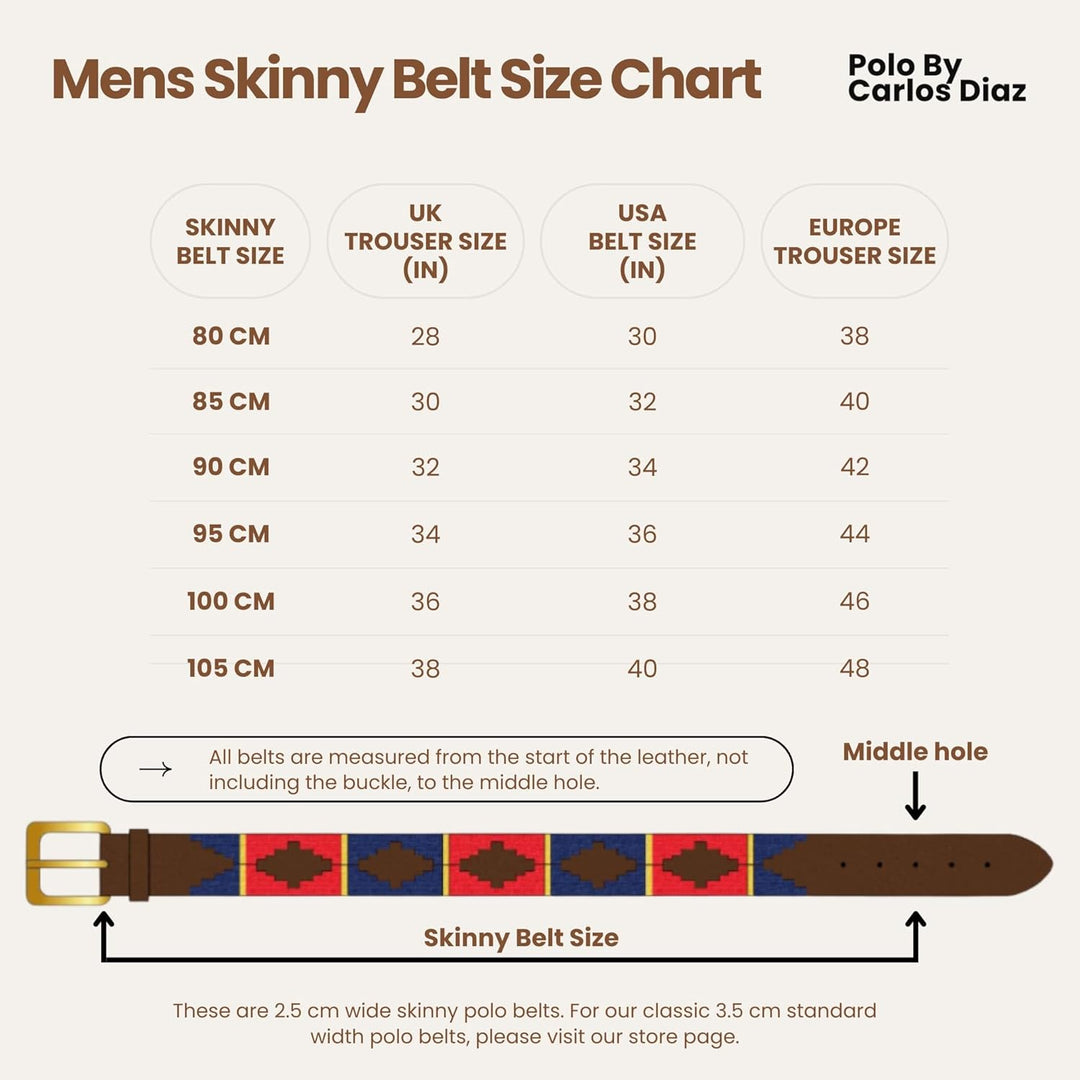 CARLOS DIAZ Dünner Herren Damen Unisex Braunes Leder Bestickt Polo Gürtel 105 cm / 38" | Men: EU48 W