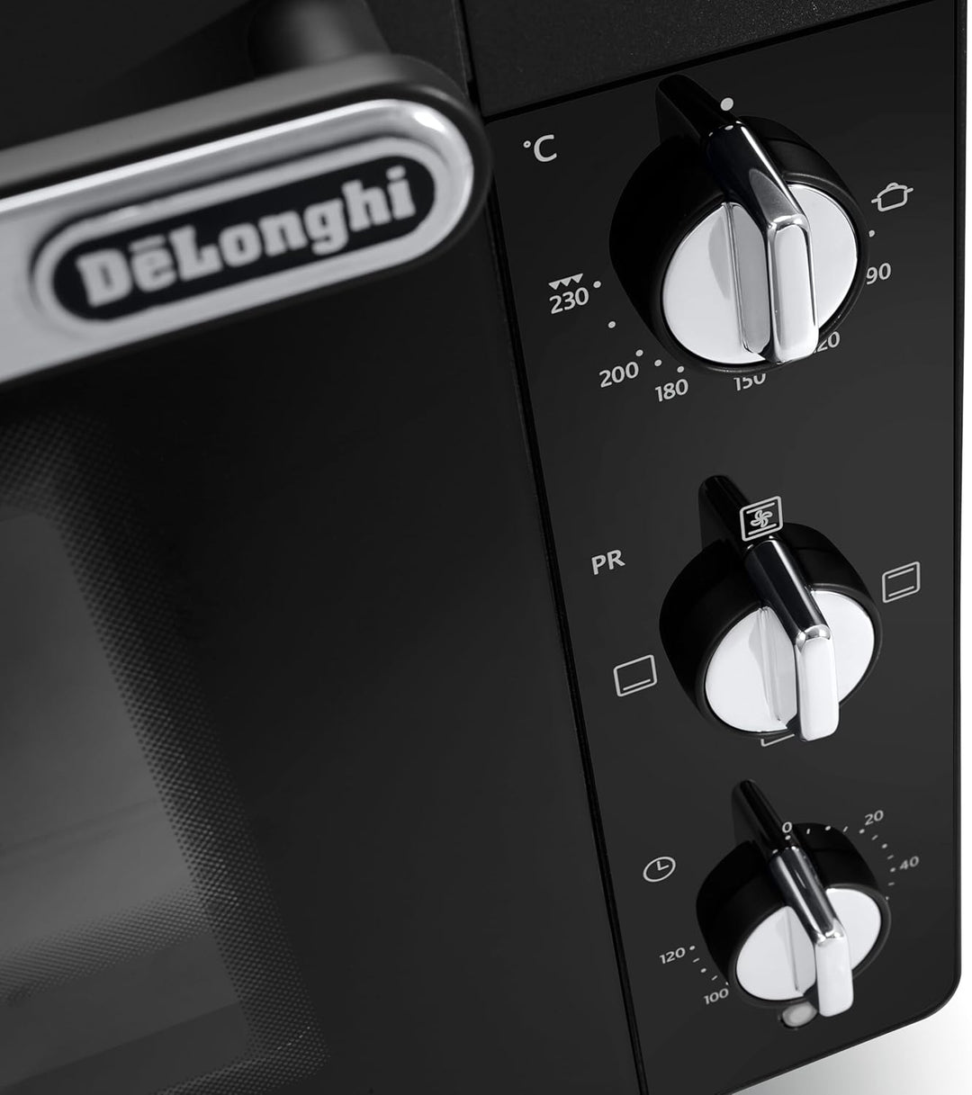 De'Longhi Elektroofen EO40112.BK mit 5 Kochstufen 40 Liter, ausgestattet mit Timer und Innenlicht, T