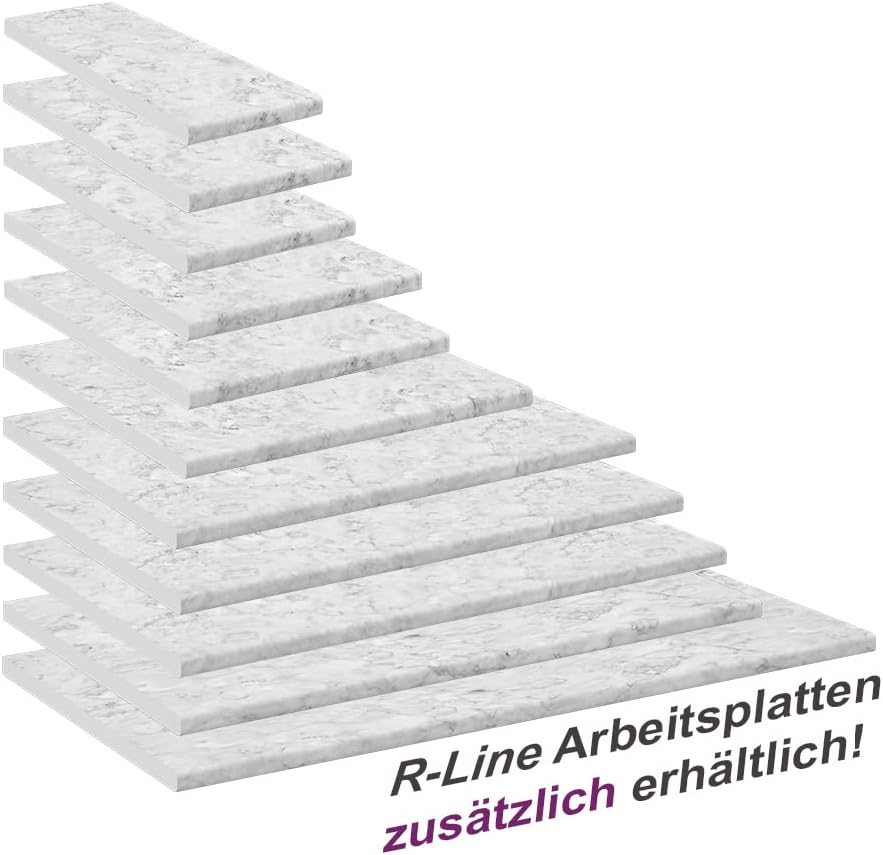 Vicco Küchenarbeitsplatte R-Line, Küchen Arbeitsplatten, Marmor Weiss, 100 cm Weiss/Marmor 100 cm, W