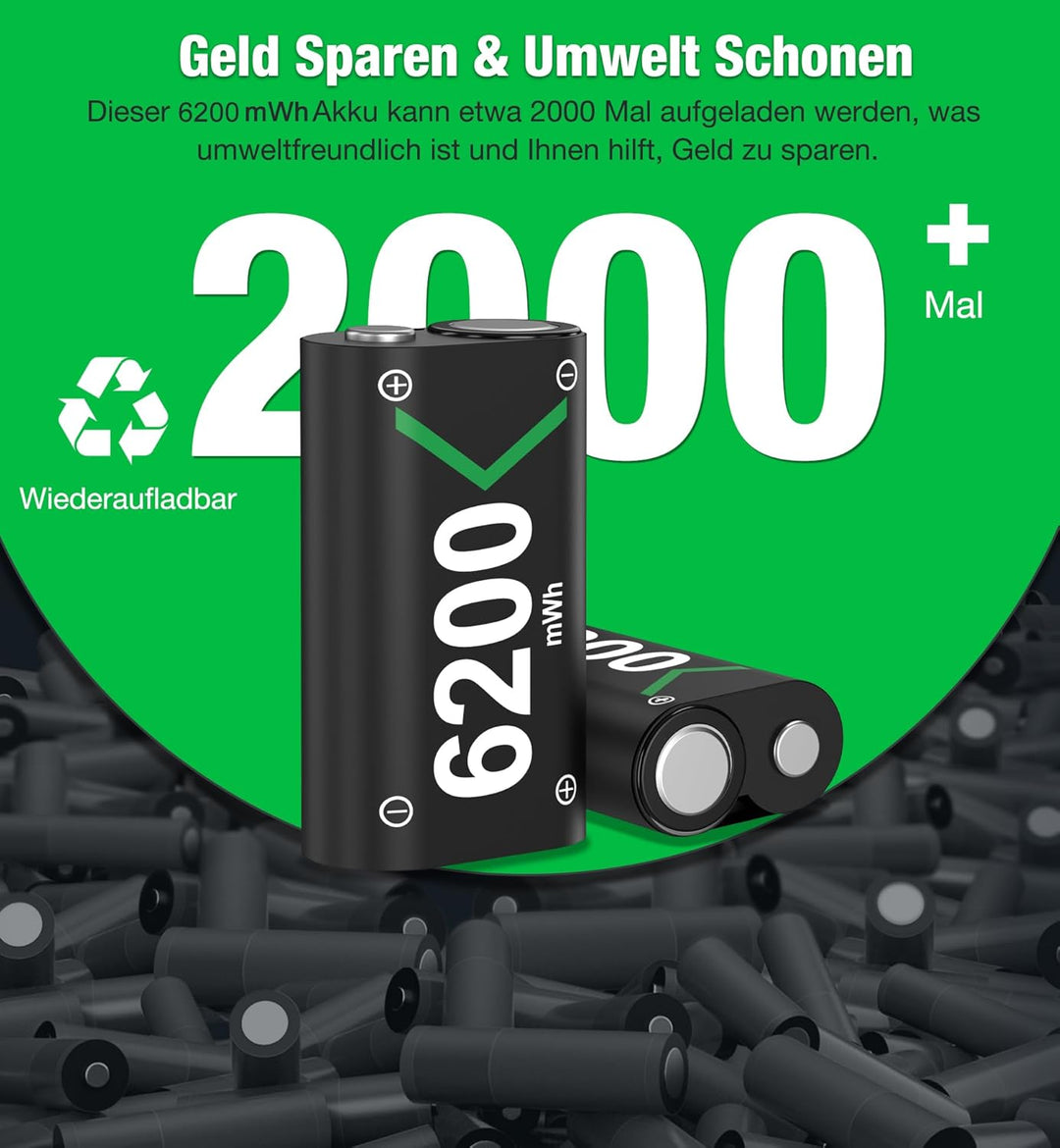 Akku für Xbox One/Series X&S Controller, 2 Stück 5520mWh Akku (2x2550mAh) Hoher Kapazität Batterien,