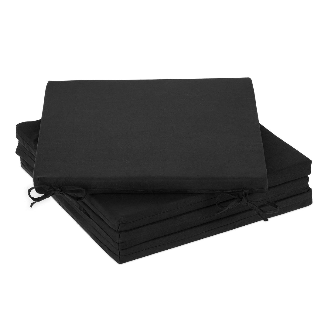 Relaxdays Stuhlkissen 4er Set, 39,5x39,5 cm, Sitzkissen mit Bändern, Indoor & Outdoor, Polyester, St