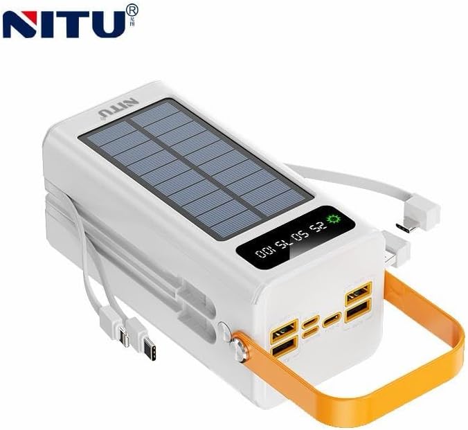 ZMC Solar Powerbank 50000-100000mAh, 22.5W PD Schnellladung, 4 Ausgänge, LED Lampe, 3-in-1 Kabel, fü