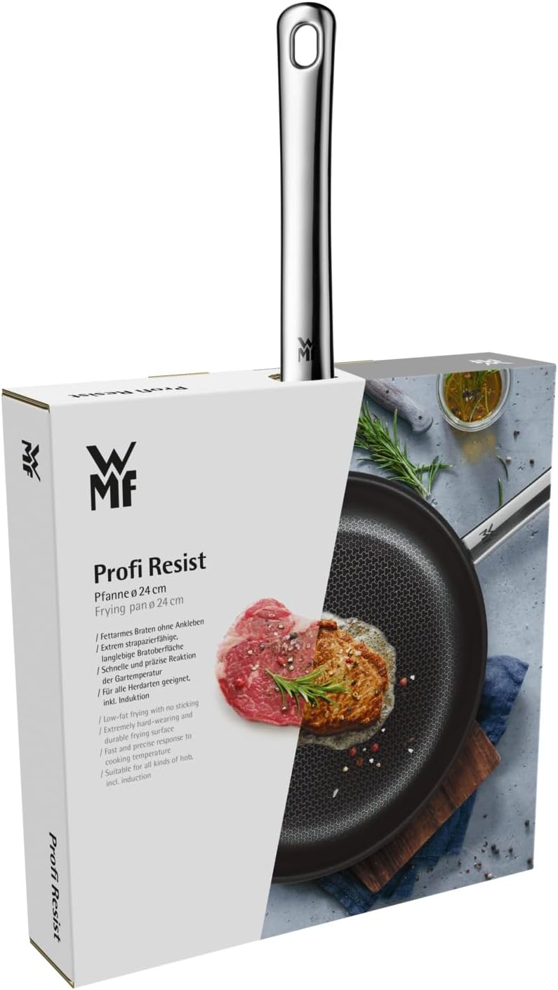 WMF Profi Resist Bratpfanne Induktion 24 cm, Mehrschichtmaterial beschichtet, Wabenstruktur, Edelsta