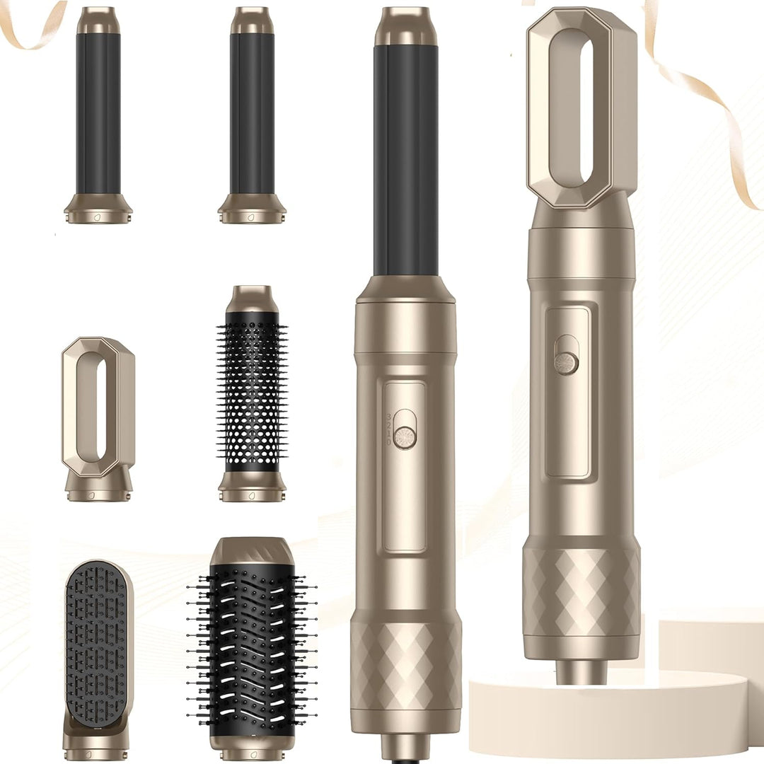 Airstyler Warmluftbürste Set für Alle Haartypen, Hair Styler set 6 in 1 mit Haartrockner Föhn,Luftst