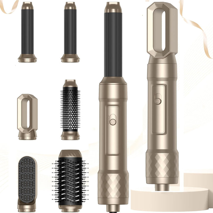 Airstyler Warmluftbürste Set für Alle Haartypen, Hair Styler set 6 in 1 mit Haartrockner Föhn,Luftst