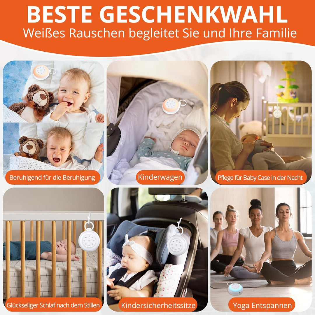 FUNYKICH White Noise Machine Baby, Weisses Rauschen Gerät mit Aufnahmefunktion, Wireless Lautspreche