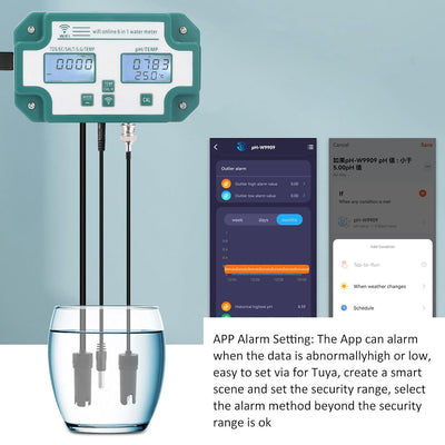 Kadimendium Wasserqualitätsmessgerät Hochpräzise 6 in 1 PH TDS EC SG Salztemperaturtester WiFi-Verbi