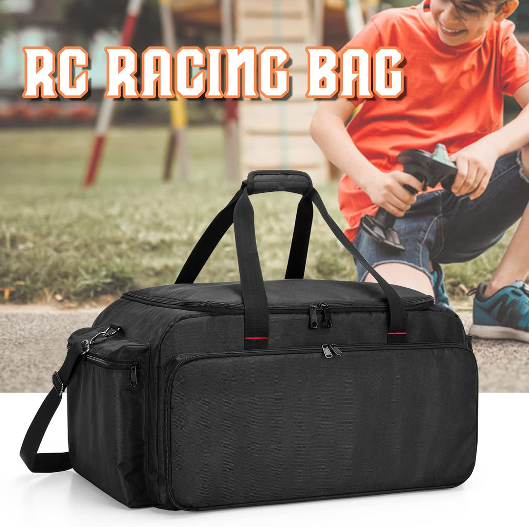DSLEAF RC Aufbewahrungstasche für 1/8 oder 1/10 Auto, schützende RC Tragetasche mit Mehreren Taschen