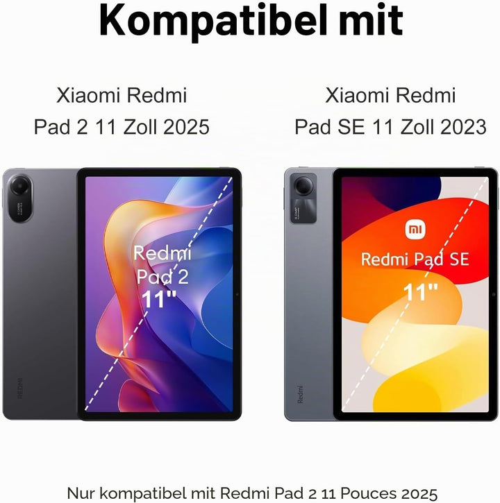 Für Redmi Pad 2 11" Hülle mit Tastatur, für Xiaomi Redmi Pad 2 2025 & Pad SE 11" 2023, Magnetisch Ab