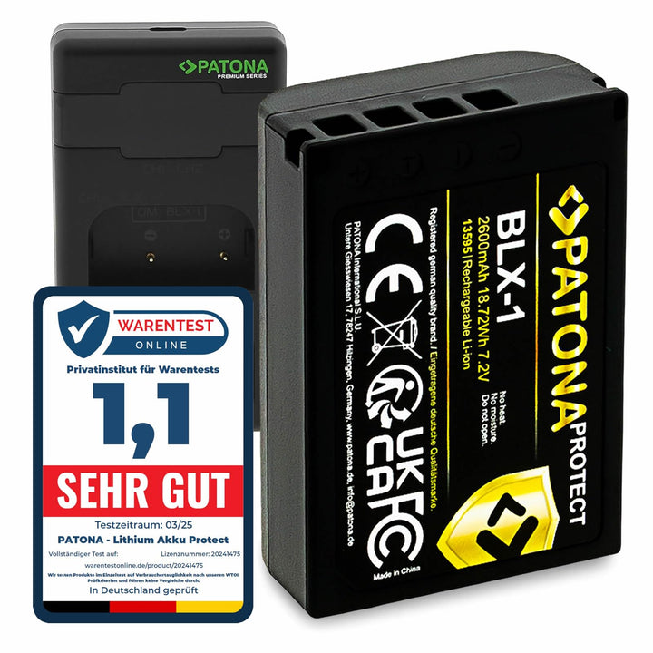 PATONA V1 Protect Akku BLX-1 (2250mAh) inkl. NTC-Sensor und V1 Gehäuse - mit PD Performance USB Lade