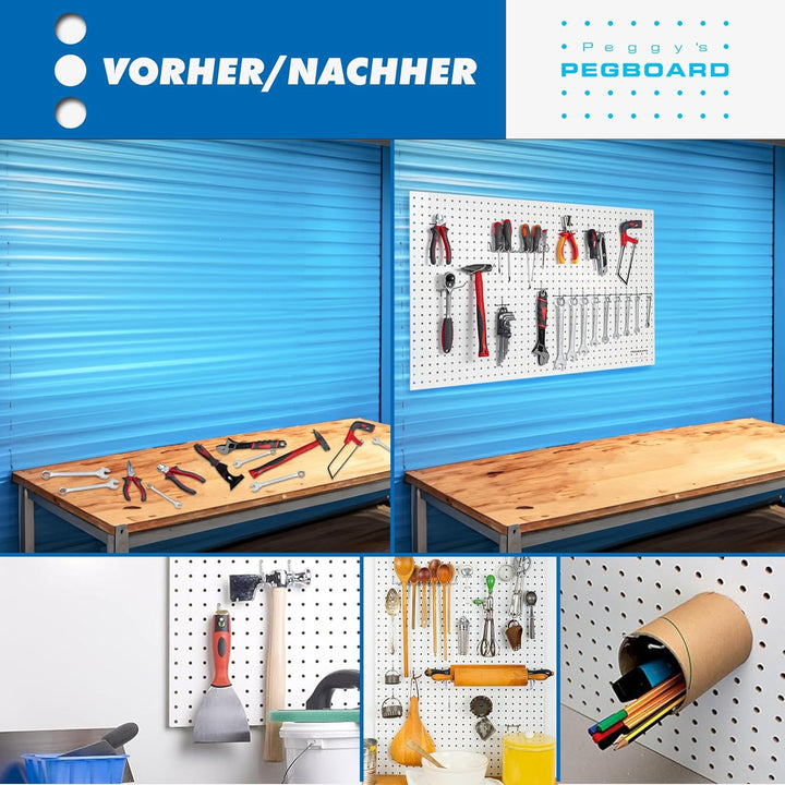 Peggy´s PEGBOARD Mini Lochwand aus Holz (MDF) 50 x 40 x 0,3 cm - Lochung Ø5 mm Abstand 15 mm - schwa