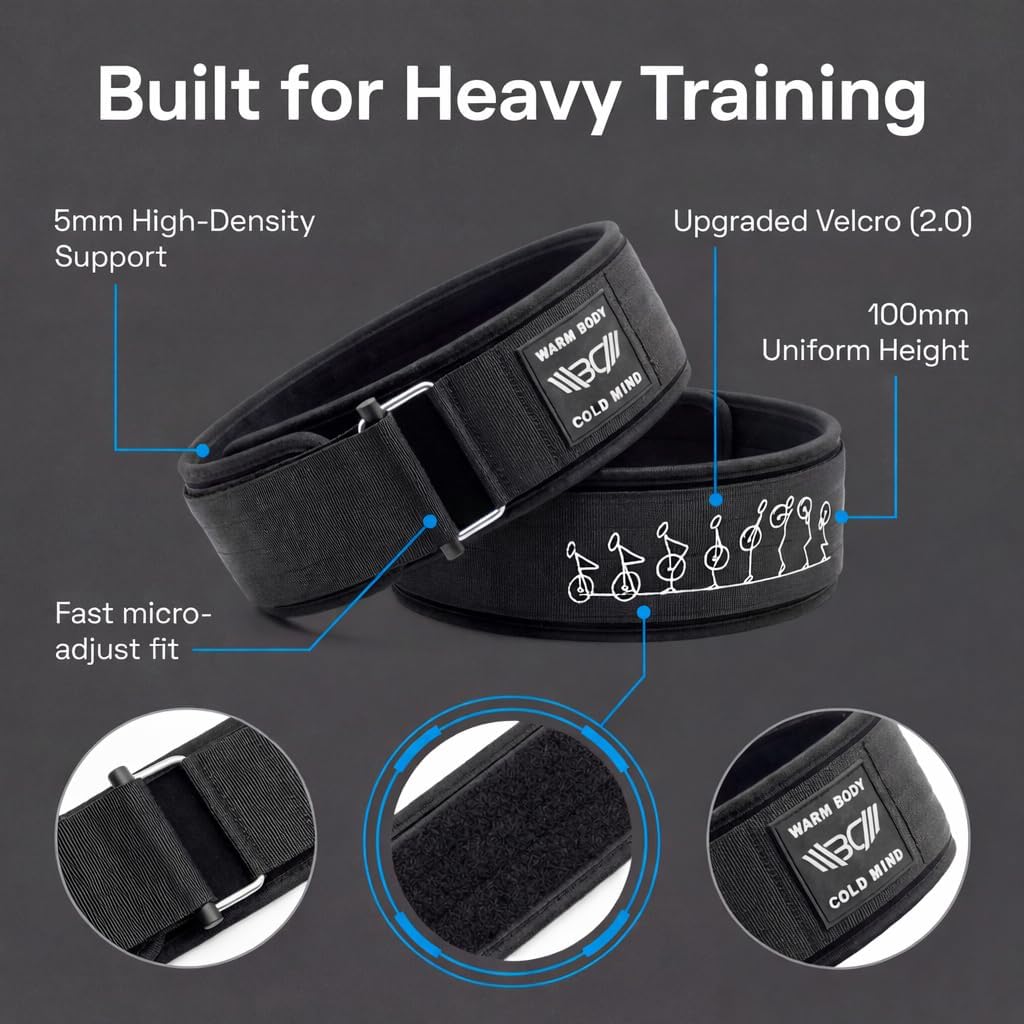 WARM BODY COLD MIND Premium Gewichthebergürtel aus Hochwertiger Nylon für Krafttraining - Gym Gürtel
